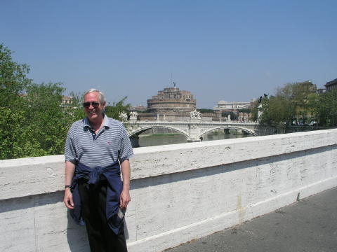 Ted standing over the Tiber River