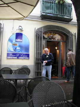 Ted leaving a local bar in Salerno